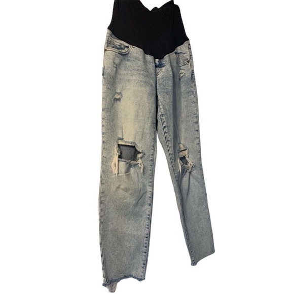 Old Navy OG Straight Full Panel Maternity Light Wash Jeans Size 6 Distressed - Picture 6 of 16